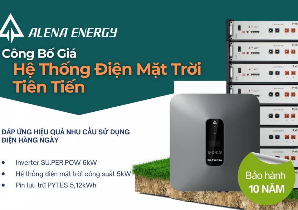 Alena Energy công bố báo giá hệ thống điện mặt trời tiên tiến