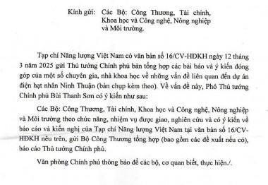 Dự án điện hạt nhân Ninh Thuận 1 và 2 - Chính phủ xem xét giải pháp đề xuất của chuyên gia