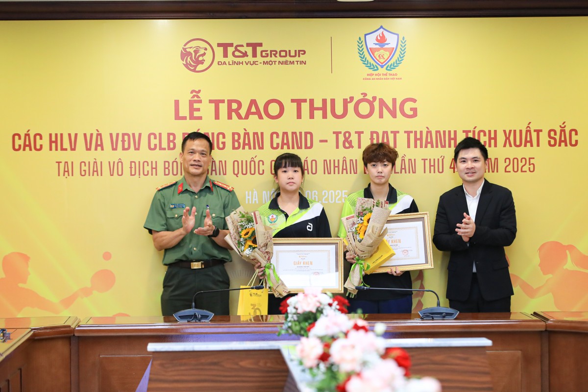 T&T Group trao thưởng hơn 1,2 tỷ đồng cho CLB Bóng bàn CAND - T&T