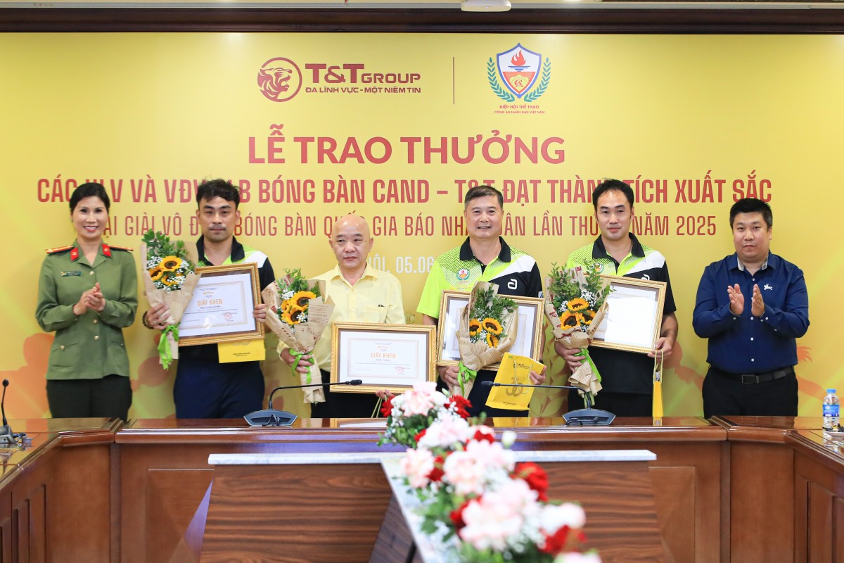 T&T Group trao thưởng hơn 1,2 tỷ đồng cho CLB Bóng bàn CAND - T&T