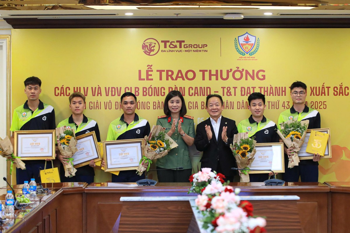 T&T Group trao thưởng hơn 1,2 tỷ đồng cho CLB Bóng bàn CAND - T&T