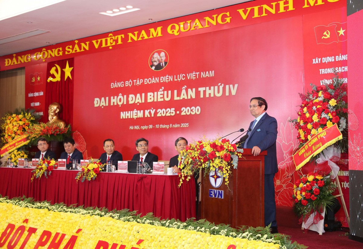 Thủ tướng dự Đại hội đại biểu Đảng bộ EVN lần thứ IV (nhiệm kỳ 2025-2030)