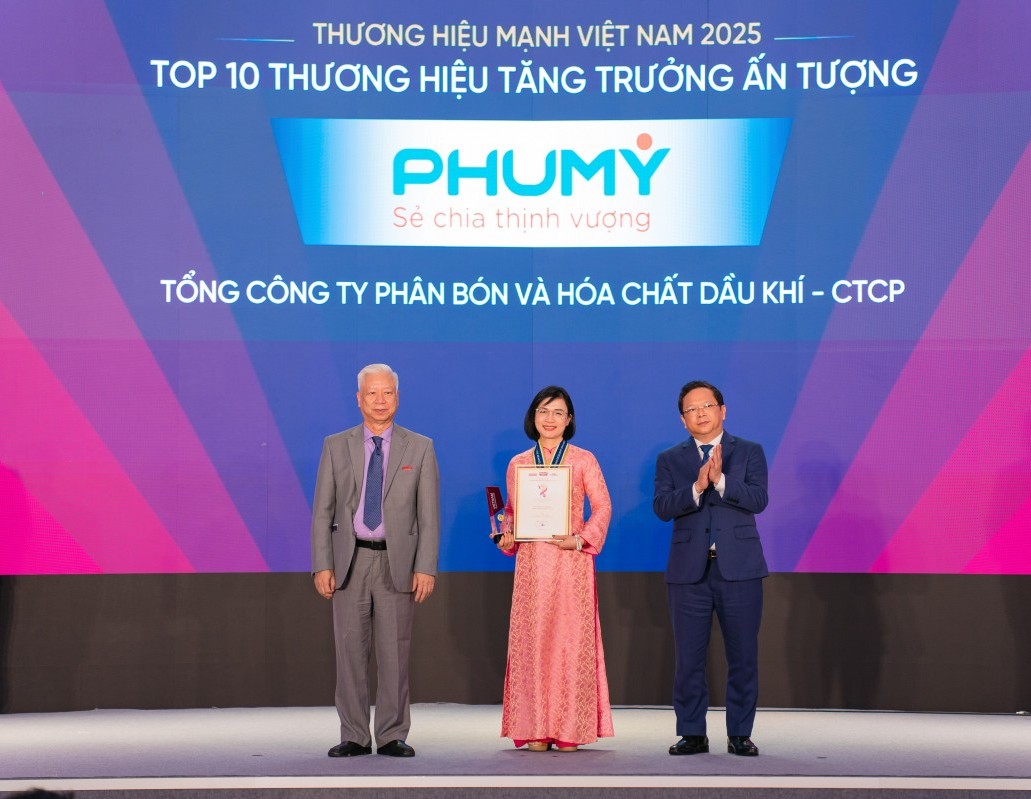 Phú Mỹ - PVFCCo đạt danh hiệu Top 50 Thương hiệu mạnh và Top 50 Công ty kinh doanh hiệu quả nhất 2025