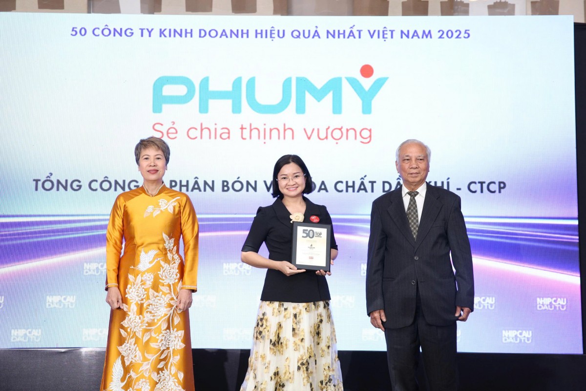 Phú Mỹ - PVFCCo đạt danh hiệu Top 50 Thương hiệu mạnh và Top 50 Công ty kinh doanh hiệu quả nhất 2025