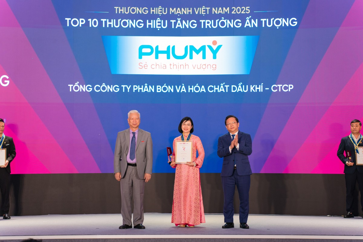 Phú Mỹ - PVFCCo đạt danh hiệu Top 50 Thương hiệu mạnh và Top 50 Công ty kinh doanh hiệu quả nhất 2025