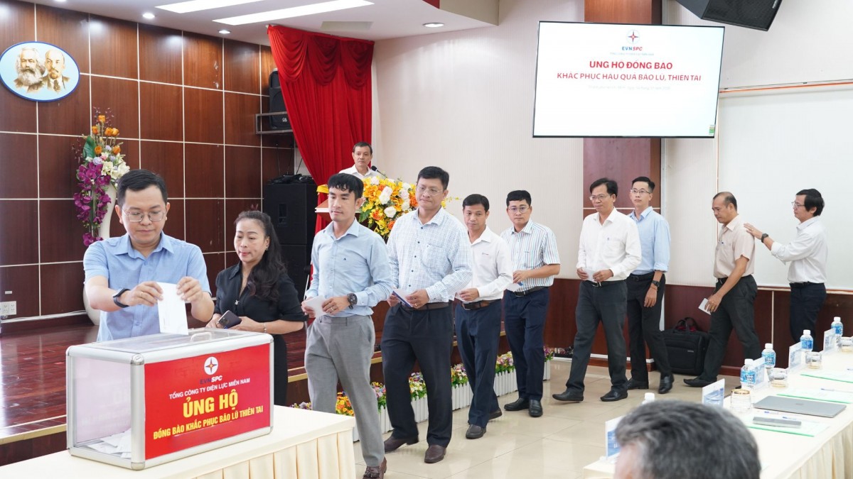 EVNSPC ủng hộ đồng bào các tỉnh miền Bắc bị thiệt hại do bão lũ, thiên tai