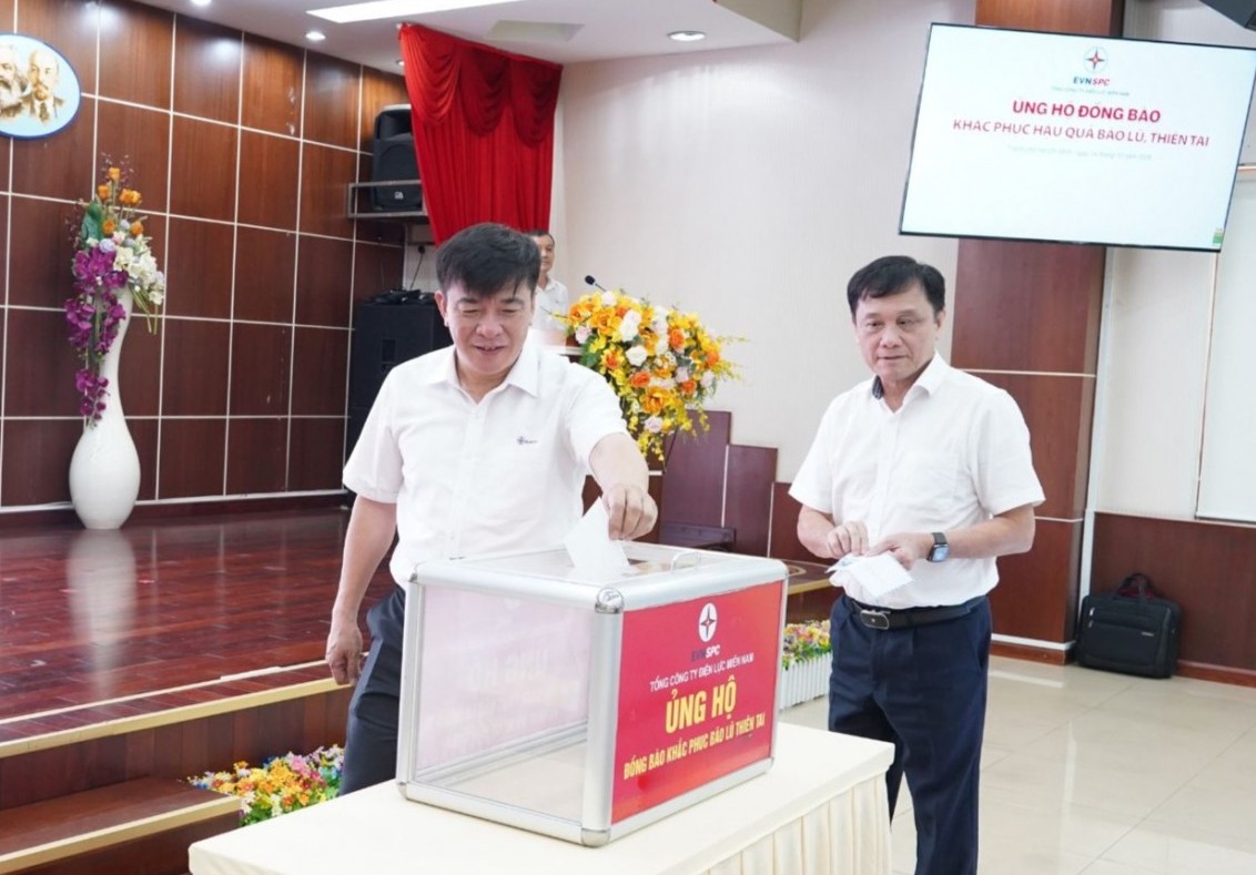 EVNSPC ủng hộ đồng bào các tỉnh miền Bắc bị thiệt hại do bão lũ, thiên tai