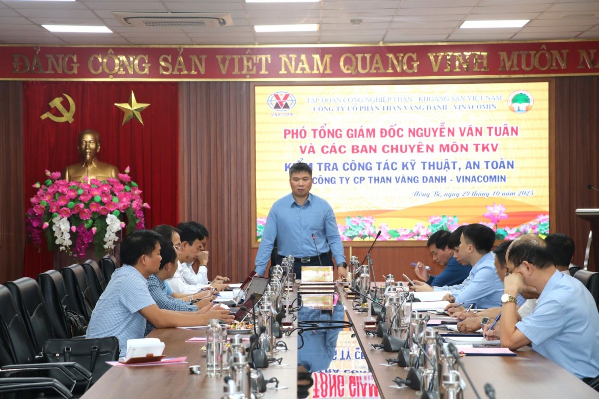 Lãnh đạo TKV kiểm tra hiện trường sản xuất và làm việc với Than Vàng Danh Lãnh đạo TKV kiểm tra hiện trường sản xuất và làm việc với Than Vàng Danh