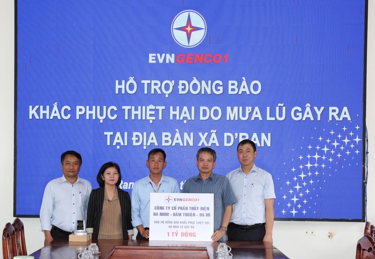 EVNGENCO1 ủng hộ đồng bào tỉnh Lâm Đồng khắc phục thiệt hại do mưa lũ gây ra