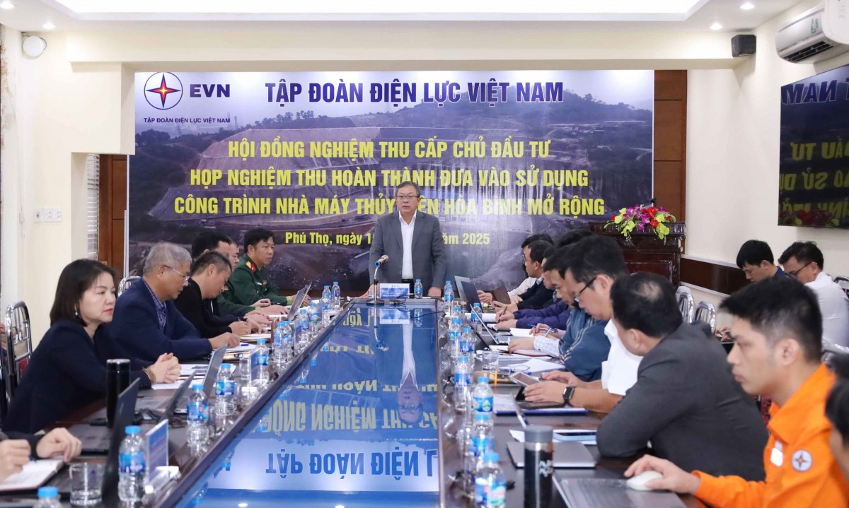 Hoàn thành nghiệm thu cấp chủ đầu tư công trình Thủy điện Hòa Bình mở rộng