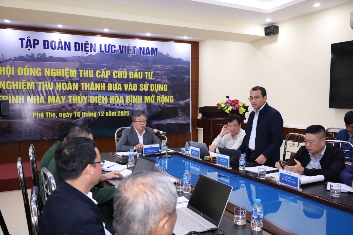 Hoàn thành nghiệm thu cấp chủ đầu tư công trình Thủy điện Hòa Bình mở rộng