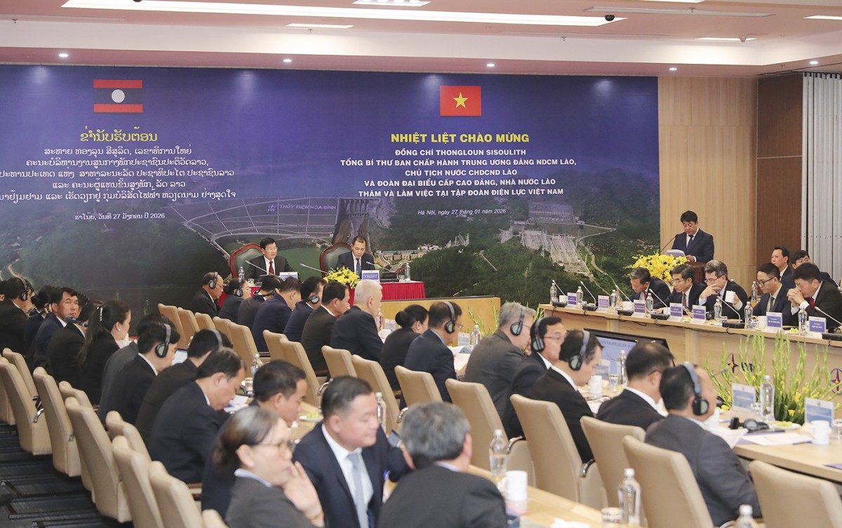 Tổng Bí thư, Chủ tịch nước Lào thăm và làm việc tại Tập đoàn Điện lực Việt Nam