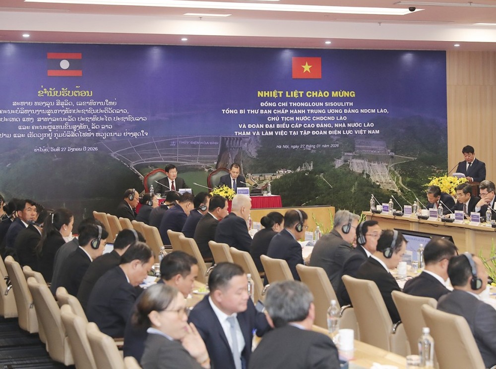 Tổng Bí thư, Chủ tịch nước Lào thăm và làm việc tại Tập đoàn Điện lực Việt Nam