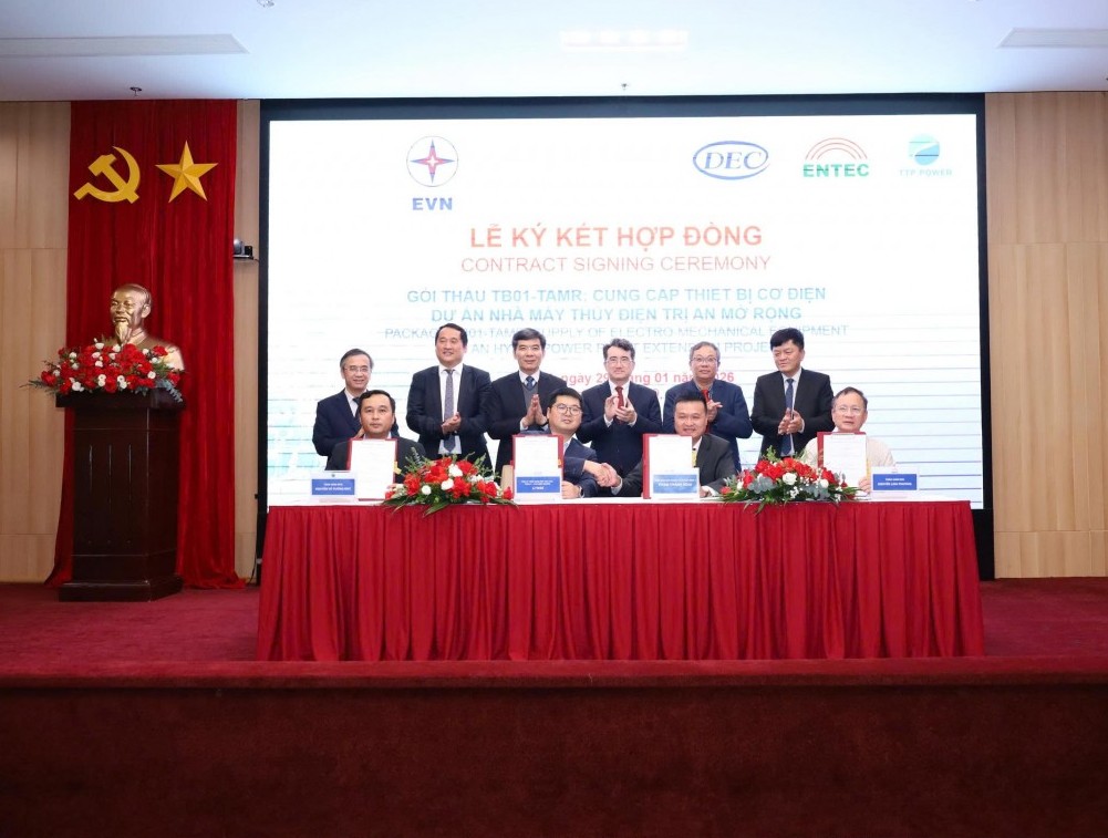 Ký hợp đồng cung cấp thiết bị cơ điện dự án Thủy điện Trị An mở rộng