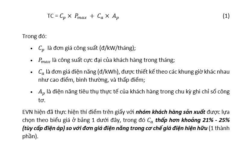 Chi phí sử dụng dịch vụ hệ thống điện trong cơ chế DPPA khi áp dụng giá điện bán lẻ 2 thành phần ở Việt Nam