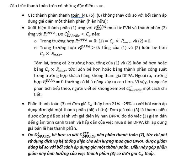 Chi phí sử dụng dịch vụ hệ thống điện trong cơ chế DPPA khi áp dụng giá điện bán lẻ 2 thành phần ở Việt Nam