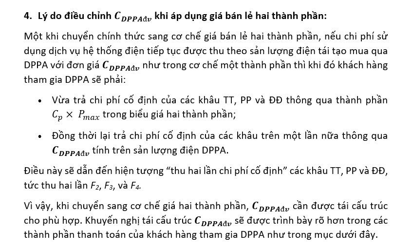 Chi phí sử dụng dịch vụ hệ thống điện trong cơ chế DPPA khi áp dụng giá điện bán lẻ 2 thành phần ở Việt Nam