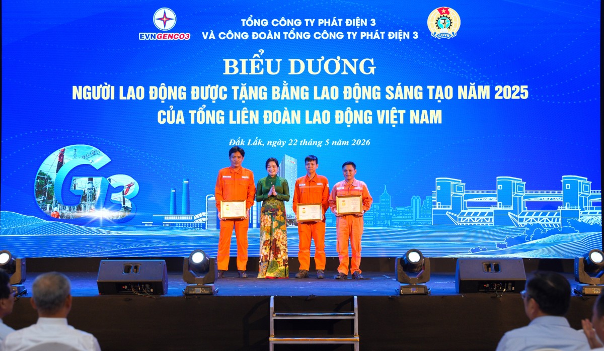 EVNGENCO3 vinh danh 136 người lao động tiêu biểu, lao động sáng tạo, ATVSV giỏi EVNGENCO3 vinh danh 136 người lao động tiêu biểu, lao động sáng tạo, ATVSV giỏi