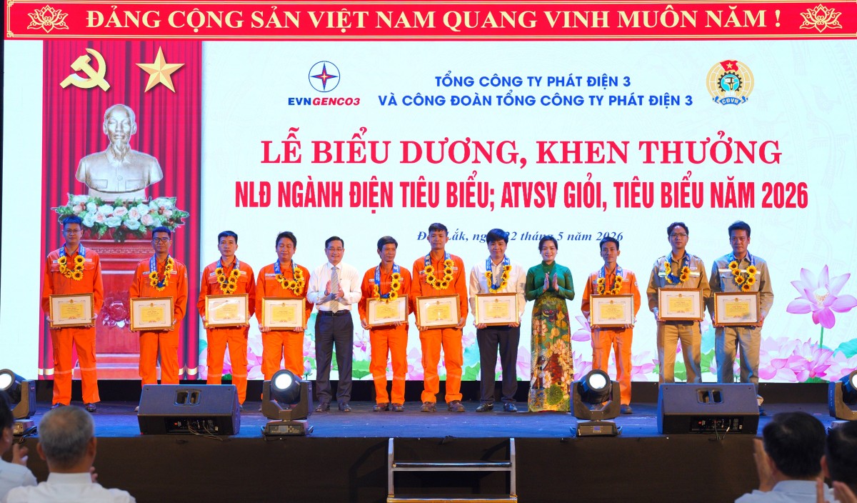 EVNGENCO3 vinh danh 136 người lao động tiêu biểu, lao động sáng tạo, ATVSV giỏi EVNGENCO3 vinh danh 136 người lao động tiêu biểu, lao động sáng tạo, ATVSV giỏi