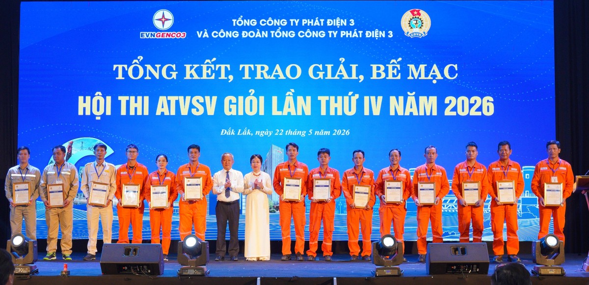EVNGENCO3 vinh danh 136 người lao động tiêu biểu, lao động sáng tạo, ATVSV giỏi EVNGENCO3 vinh danh 136 người lao động tiêu biểu, lao động sáng tạo, ATVSV giỏi