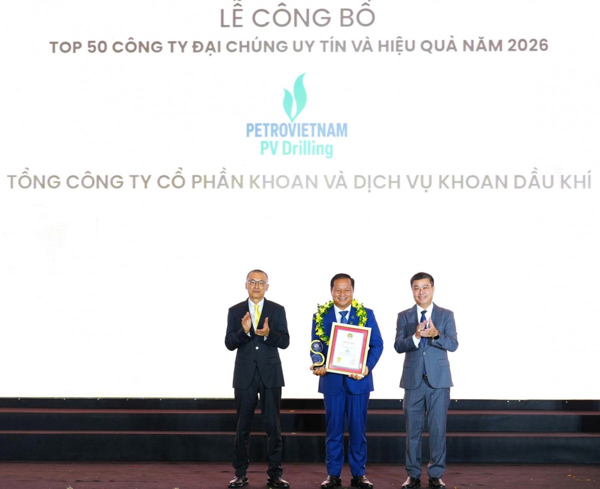 PV Drilling được vinh danh Top 50 Công ty Đại chúng uy tín và hiệu quả năm 2026
