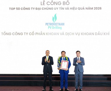 PV Drilling được vinh danh Top 50 Công ty Đại chúng uy tín và hiệu quả năm 2026