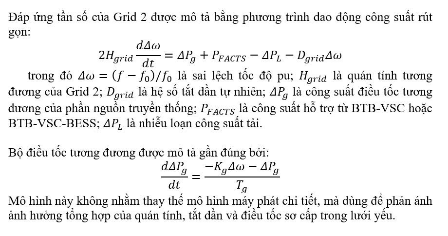 Mô hình rút gọn, mô phỏng BTB-VSC-BESS đáp ứng quán tính ảo và máy phát đồng bộ ảo trong lưới điện yếu Mô hình rút gọn, mô phỏng BTB-VSC-BESS đáp ứng quán tính ảo và máy phát đồng bộ ảo trong lưới điện yếu
