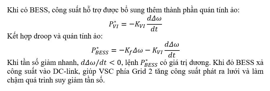 Mô hình rút gọn, mô phỏng BTB-VSC-BESS đáp ứng quán tính ảo và máy phát đồng bộ ảo trong lưới điện yếu Mô hình rút gọn, mô phỏng BTB-VSC-BESS đáp ứng quán tính ảo và máy phát đồng bộ ảo trong lưới điện yếu