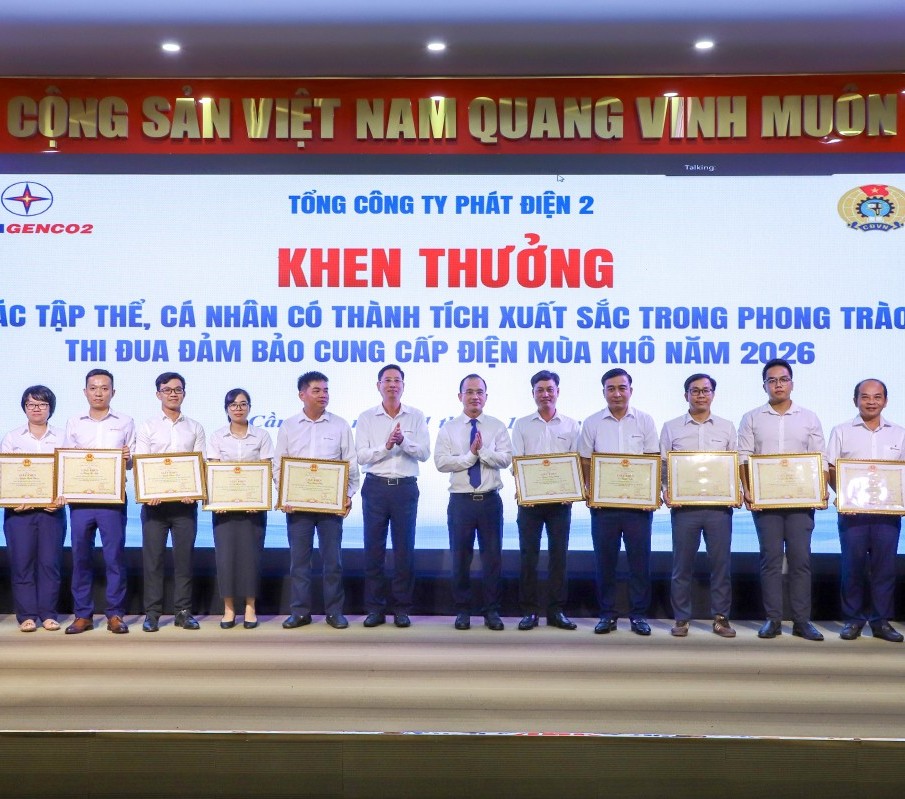 EVNGENCO2 tổng kết thi đua các tháng mùa khô, Tháng công nhân và Tháng hành động về an toàn, vệ sinh lao động năm 2026
