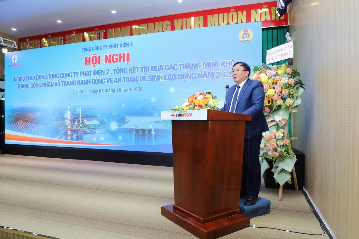 EVNGENCO2 tổng kết thi đua các tháng mùa khô, Tháng công nhân và Tháng hành động về an toàn, vệ sinh lao động năm 2026 EVNGENCO2 tổng kết thi đua các tháng mùa khô, Tháng công nhân và Tháng hành động về an toàn, vệ sinh lao động năm 2026