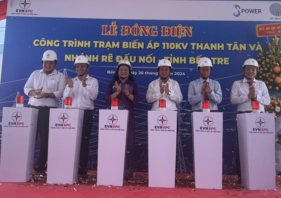 Đóng điện Trạm biến áp 110 kV Thanh Tân và nhánh rẽ đấu nối (tỉnh Bến Tre)