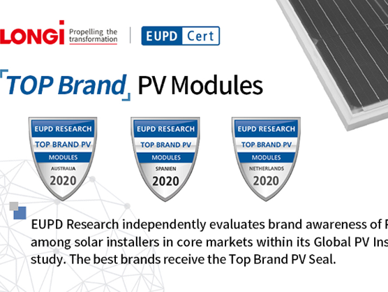 LONGi nhận giải thưởng 'Top Brand PV 2020' của EuPD Research