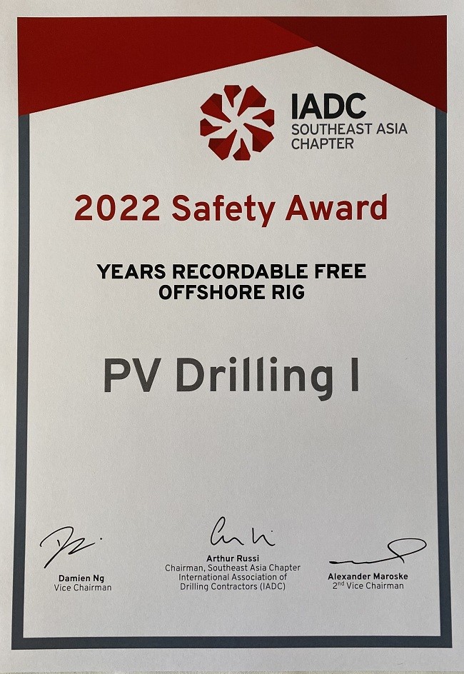 PV Drilling nhận hai giải thưởng quốc tế về thành tích an toàn năm 2022