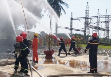 Diễn tập phòng cháy chữa cháy và cứu nạn cứu hộ tại Thủy điện Đa Nhim