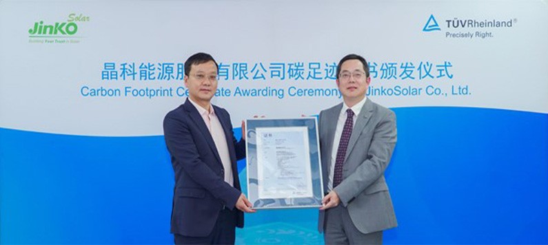 JinkoSolar được cấp chứng nhận ‘sản phẩm đạt tiêu chuẩn khí thải carbon’