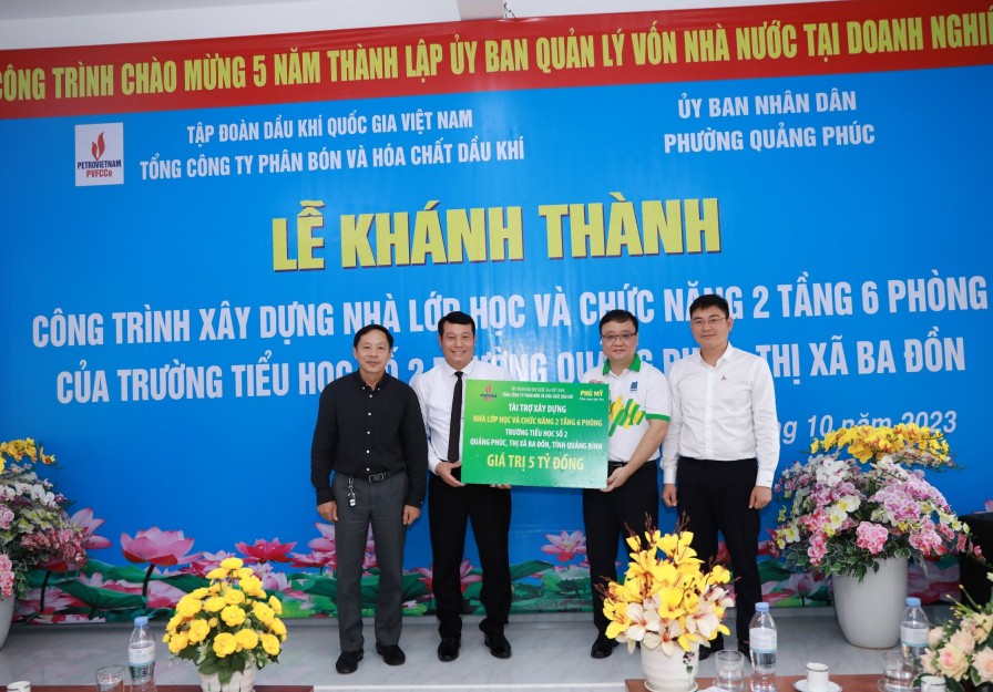 Khánh thành Nhà lớp học và chức năng tại Quảng Bình do PVFCCo tài trợ kinh phí