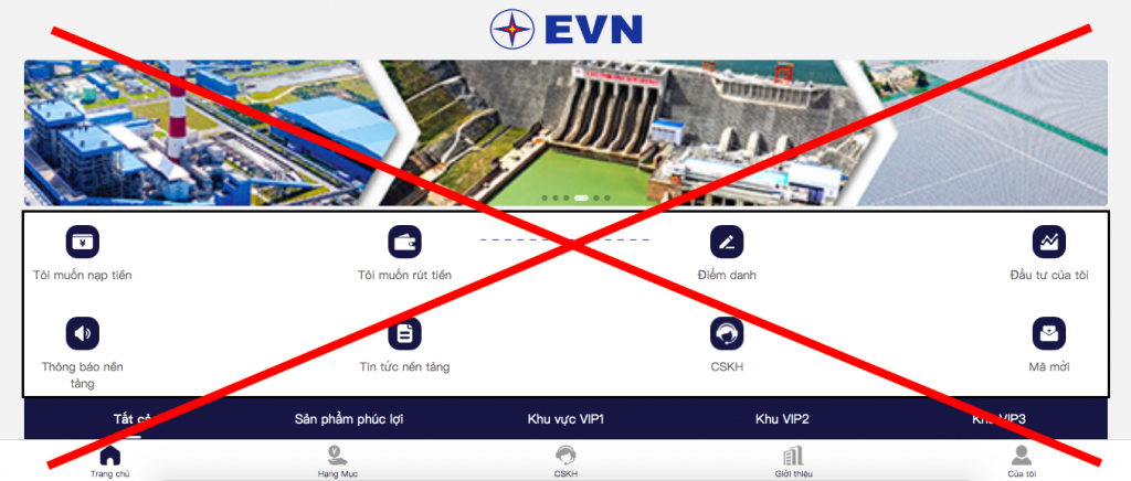 Tiếp tục xuất hiện trang Web giả mạo thương hiệu EVN