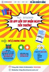 EVNHANOI: Tải App liền tay nhận ngay tiền thưởng
