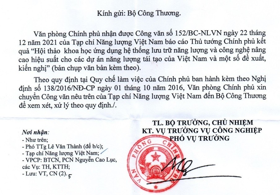 Kiến nghị ‘ứng dụng hệ thống lưu trữ năng lượng’ đang được Bộ Công Thương xử lý