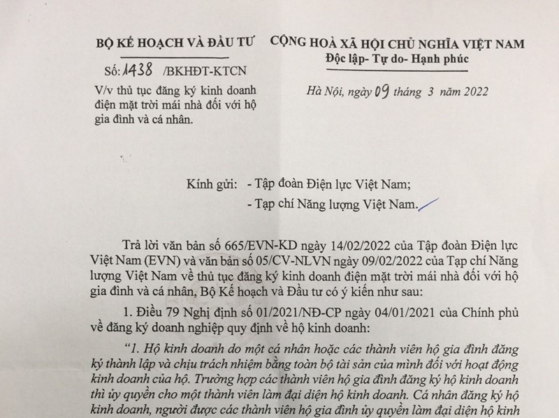 Làm rõ vấn đề đăng ký kinh doanh điện mặt trời mái nhà công suất nhỏ