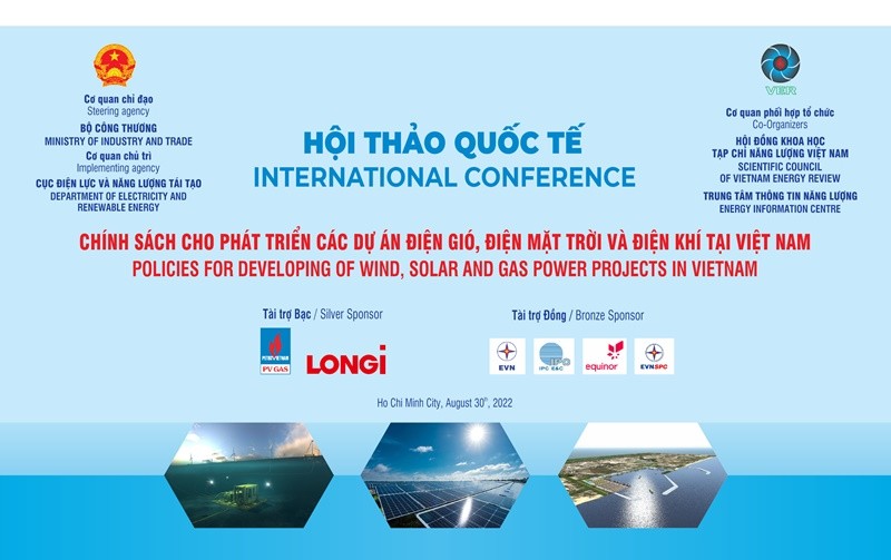 Ngày 30/8: Hội thảo quốc tế ‘chính sách phát triển điện gió, mặt trời, điện khí ở Việt Nam’