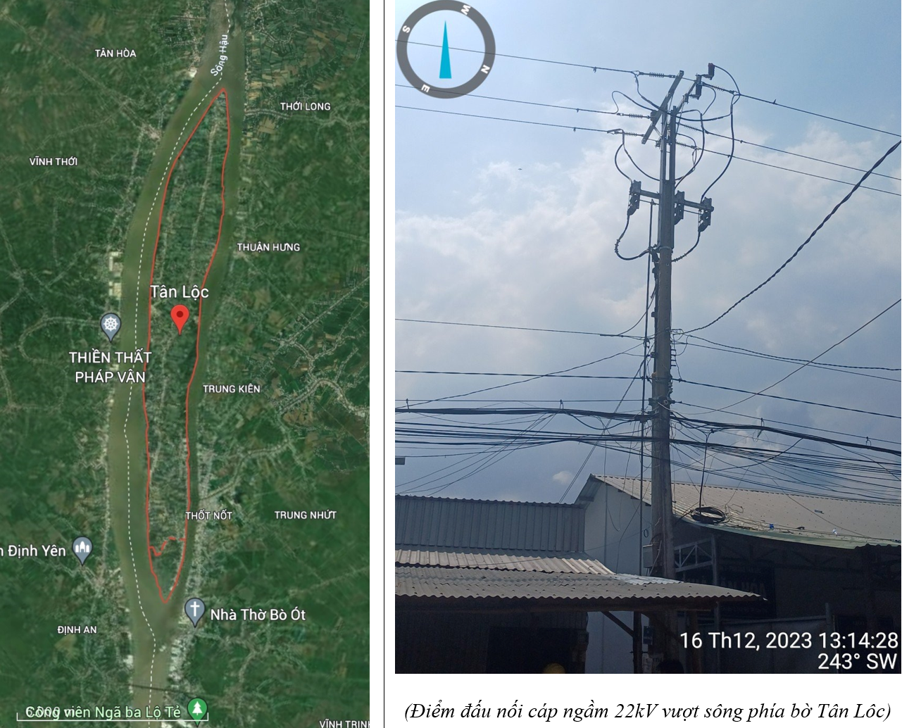 Đóng điện đường dây cáp ngầm 22kV vượt sông cấp điện cho cù lao Tân Lộc