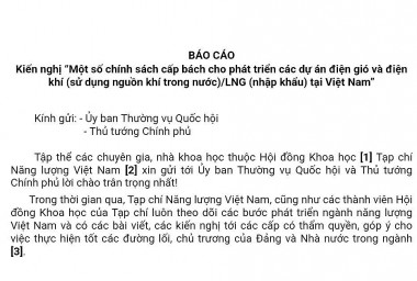 Đề xuất một số ‘chính sách cấp bách’ phát triển nguồn điện gió và điện khí tại Việt Nam